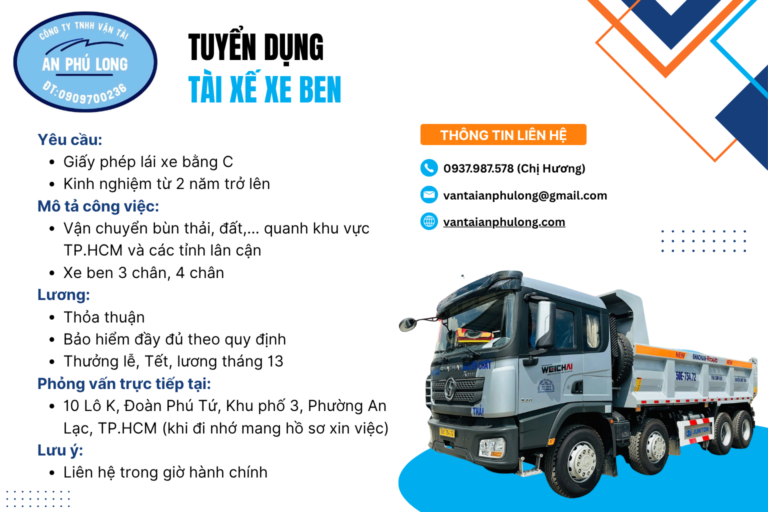 Tuyển Dụng Tài Xế Xe Ben
