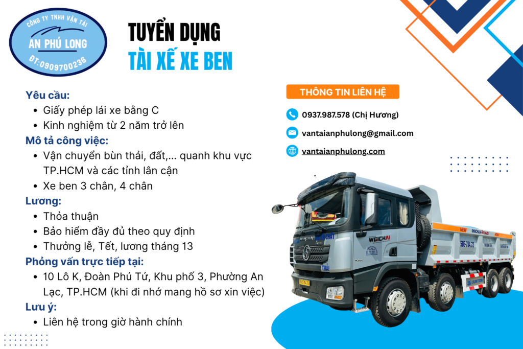 Tuyển Dụng Tài Xế Xe Ben